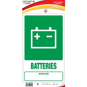 Panneau Dechets batteries - Vinyle adhésif 330x200mm - 4000794