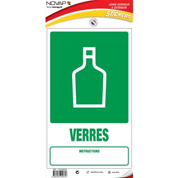 Panneau Dechets verre (tri sélectif) - Vinyle adhésif 330x200mm - 4000817