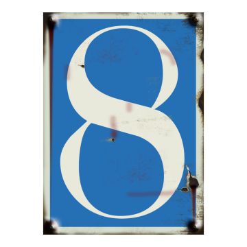 N°8 - vintage souple adhésif fond bleu - 4004686