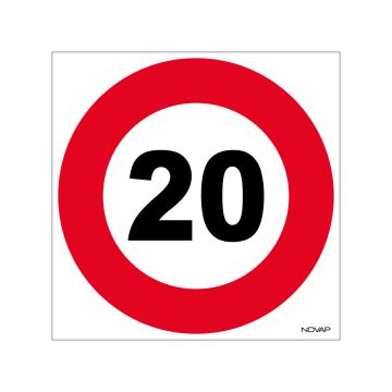 Panneau Limite de vitesse à 20 km/h - Rigide 480x480mm - 4010113