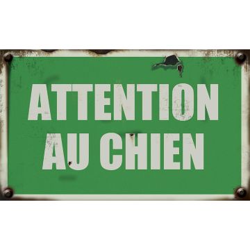 Panneau vintage Attention au chien - Rigide 330x200mm - 4019314