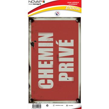 Panneau vintage Chemin privé - Adhésif 330x200mm - 4019345