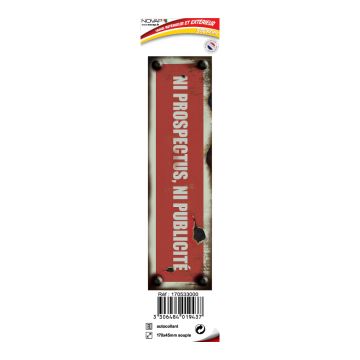 Plaque vintage Ni prospectus ni publicité - Adhésif 170x45mm - 4019437