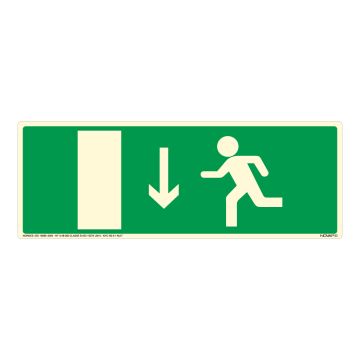 Panneau photoluminescent Sortie de secours en bas - Rigide 330x120mm - 4030944