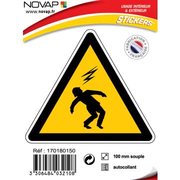 Panneau Danger éléctrocution - Adhésif Triangle 100mm - 4032108