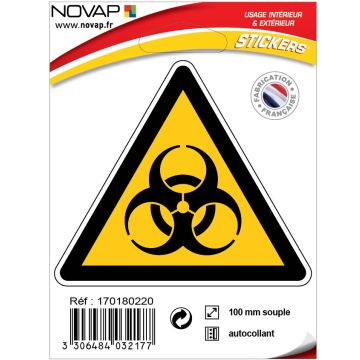 Panneau Danger risque biologique - Adhésif Triangle 100mm - 4032177