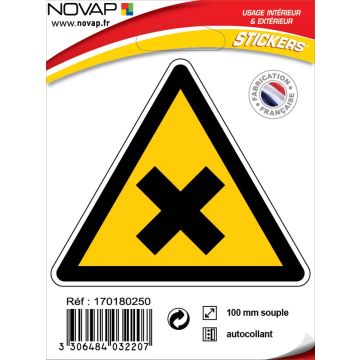 Panneau Danger matières nocives ou irritantes - Adhésif Triangle 100mm - 4032207