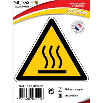 Panneau Danger hautes températures - Adhésif Triangle 100mm - 4032214