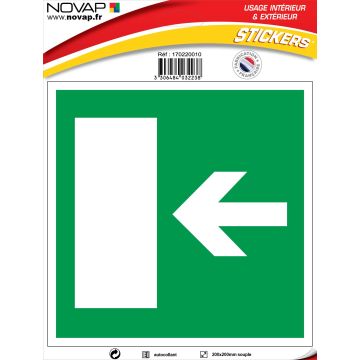 Panneau Sortie de secours gauche ou droite - Vinyle adhésif 200x200mm - 4032238