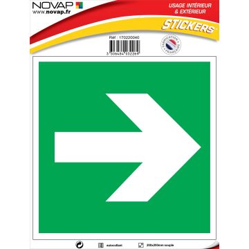 Panneau Flèche verte - Vinyle adhésif 200x200mm - 4032269
