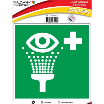 Panneau Rinçage des yeux - Vinyle adhésif 200x200mm - 4032290