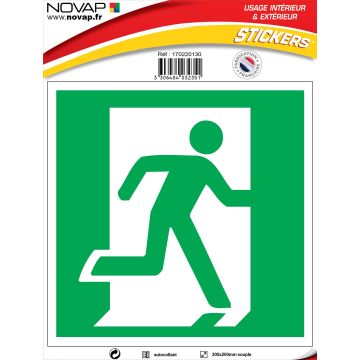 Panneau Sortie à utiliser en cas d'urgence droite - Vinyle adhésif 200x200mm - 4032351