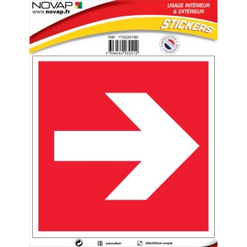 Panneau Flèche rouge - Vinyle adhésif 200x200mm - 4032412