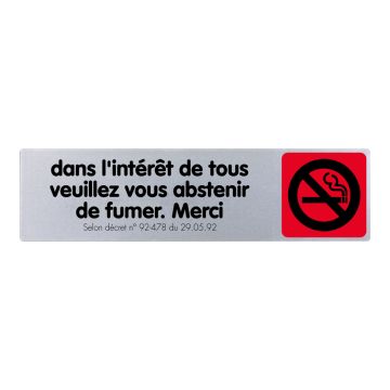 Plaque de porte Dans l'interet de tous veuillez vous abstenir de fumer. Merci - couleur 170x45mm - 4032795