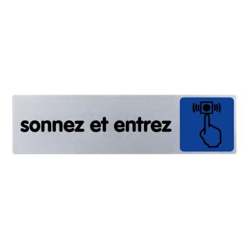 Plaque de porte Sonnez et entrez - couleur 170x45mm - 4033563