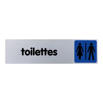 Plaque de porte Toilettes H/F - couleur 170x45mm - 4033686