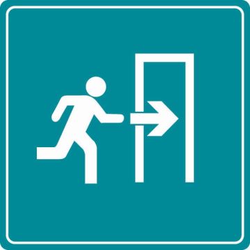 Plaque de porte Sortie de secours flèche droite - couleur 90x90mm - 4033907