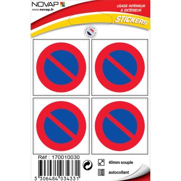Planche de 4 poses Ø 40mm Défense de stationner - 4034331