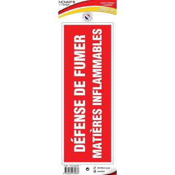 Panneau Défense de fumer matières inflammables - Vinyle adhésif 330x120mm - 4035888