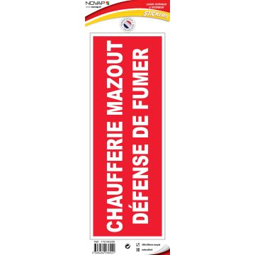 Panneau Chaufferie mazout défense de fumer - Vinyle adhésif 330x120mm - 4036021