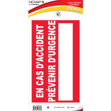 Panneau En cas d'accident prévenir ... - Vinyle adhésif 330x200mm - 4036038