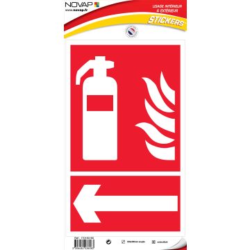 Panneau Extincteur flèche gauche - Vinyle adhésif 330x200mm - 4036083