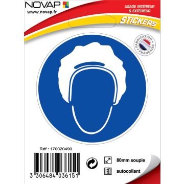 Panneau Bonnet de protection obligatoire - Vinyle adhésif Ø80mm - 4036151