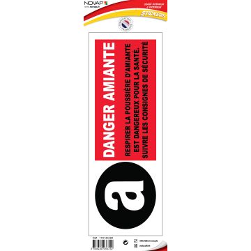 Panneau Danger amiante respirer la poussière d'amiante est Dangereux pour la santé... - Vinyle adhésif 330x120mm - 4036724