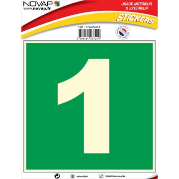 N°1 photoluminescents - 200x200mm - Adhésif Vert - 4037219