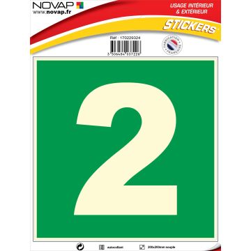 N°2 photoluminescents - 200x200mm - Adhésif Vert - 4037226