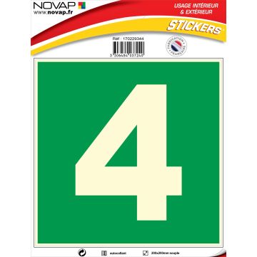 N°4 photoluminescents - 200x200mm - Adhésif Vert - 4037240