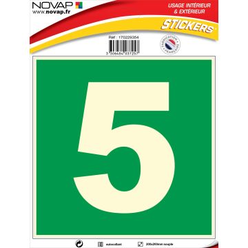N°5 photoluminescents - 200x200mm - Adhésif Vert - 4037257