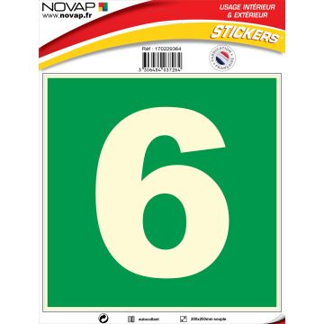 N°6 photoluminescents - 200x200mm - Adhésif Vert - 4037264