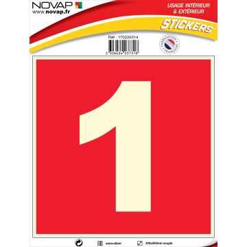N°1 photoluminescents - 200x200mm - Adhésif Rouge - 4037318