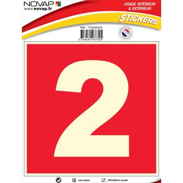 N°2 photoluminescents - 200x200mm - Adhésif Rouge - 4037325