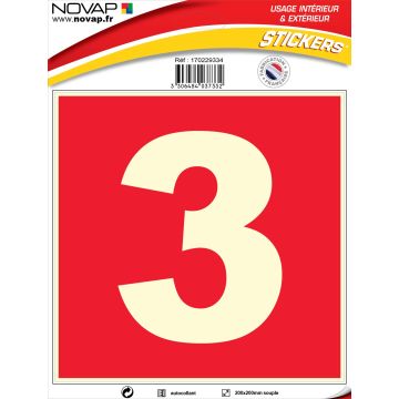 N°3 photoluminescents - 200x200mm - Adhésif Rouge - 4037332