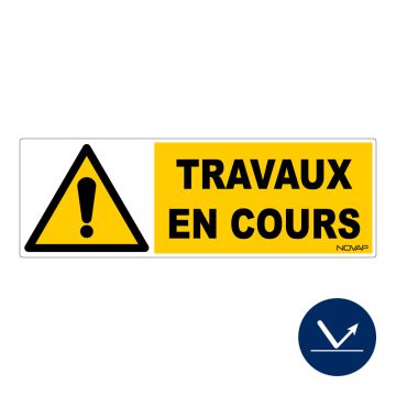 Panneau Travaux en cours - Classe A 450x150 mm - Novap