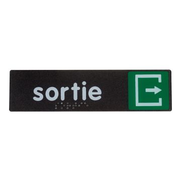 Plaque de porte sortie- Braille - 170x45mm - Novap