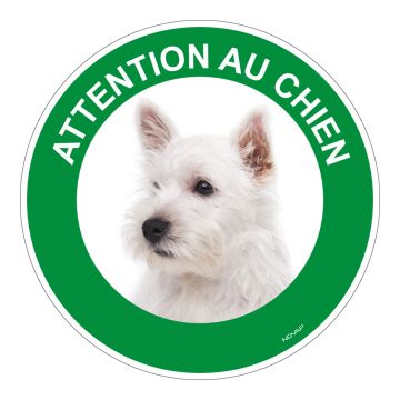 Panneau Attention au chien West highland white terrier - Rigide Ø180mm - 4040332