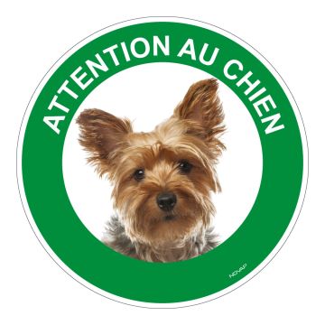 Panneau Attention au chien Yorkshire - Rigide Ø180mm - 4040356
