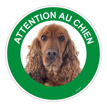 Panneau Attention au chien Cocker spaniel - Rigide Ø180mm - 4040417