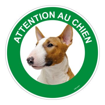 Panneau Attention au chien Bull-terrier - Rigide Ø180mm - 4040509