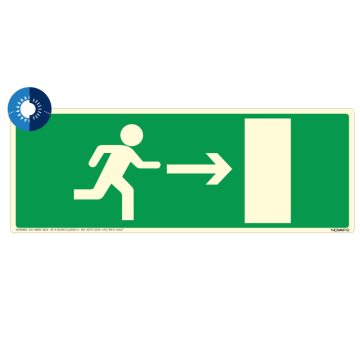 Panneau photoluminescent HD Sortie de secours à droite - rigide 330x120mm - Novap
