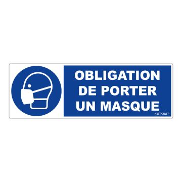 Panneau Obligation de porter un masque - Rigide 450x150mm - Novap