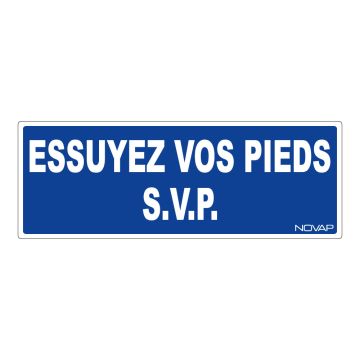 Panneau Essuyez vos pieds svp - Rigide 330x120mm - 4140155