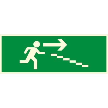 Panneau photoluminescent Escalier descente droite - Rigide 330x120mm - Novap