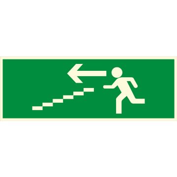 Panneau photoluminescent Escalier descente gauche - Rigide 330x120mm - Novap