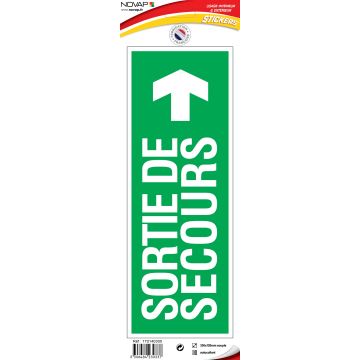 Panneau Sortie de secours flèche droite (texte) - Vinyle adhésif 330x120mm - 4230337