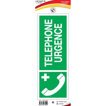 Panneau Téléphone d'urgence avec logo - Vinyle adhésif 330x120mm - 4230429