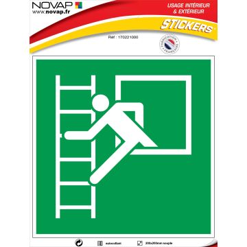 Panneau Fenêtre de secours avec échelle de secours - adhésif 200x200mm - 4232201